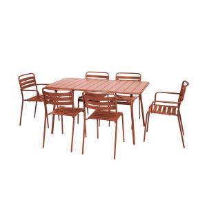 Table de jardin pliante métal 2 fauteuils 4 chaises terraco…