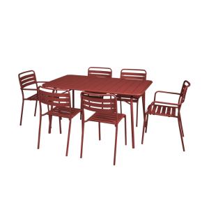 Table de jardin pliante métal 2 fauteuils 4 chaises terre d…