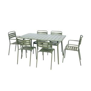 Table de jardin pliante métal 2 fauteuils 4 chaises vert