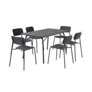 Table de jardin pliante métal   6 assises anthracite 140cm