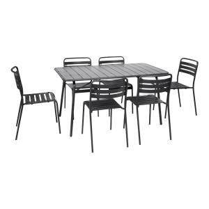 Table de jardin pliante métal 6 chaises anthracite