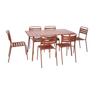 Table de jardin pliante métal 6 chaises terracotta