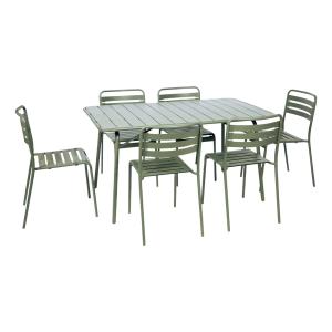 Table de jardin pliante métal 6 chaises vert