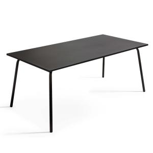 Table de jardin rectangulaire en acier 8 places 180 cm noir