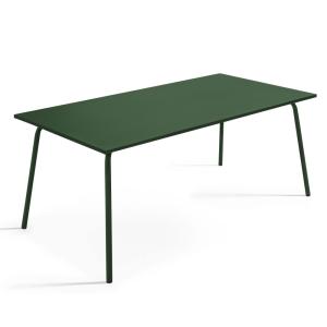 Table de jardin rectangulaire en métal 8 places 180 cm vert…