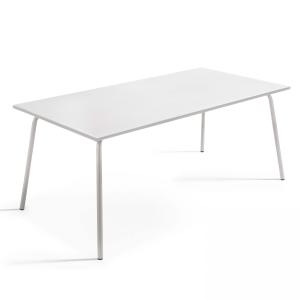 Table de jardin rectangulaire en métal blanc