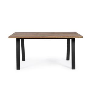 Table de jardin rectangulaire en métal et bois L160