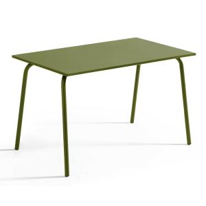 Table de jardin rectangulaire en métal vert kaki