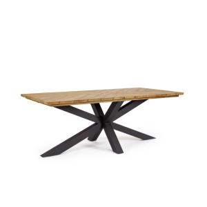 Table de jardin rectangulaire teck et métal L200 noir