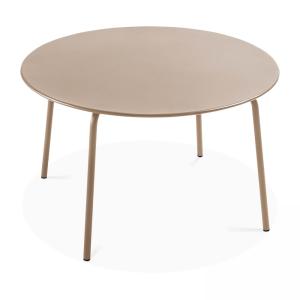 Table de jardin ronde en acier 6 places 120 cm taupe