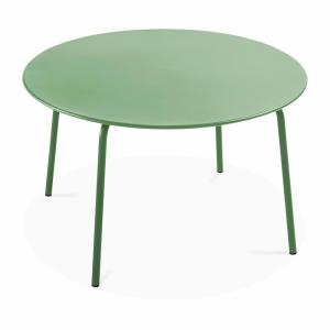 Table de jardin ronde en acier 6 places 120 cm vert cactus
