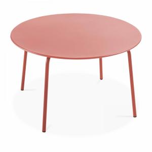 Table de jardin ronde en acier 8 places 120 cm argile