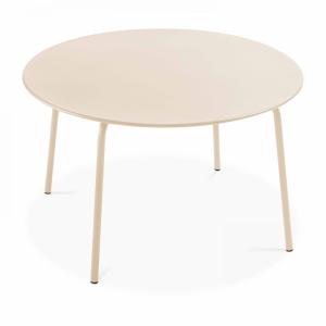 Table de jardin ronde en acier 8 places 120 cm ivoire