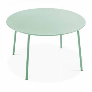 Table de jardin ronde en acier 8 places 120 cm vert sauge
