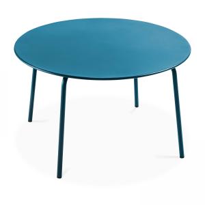 Table de jardin ronde en acier bleu pacific