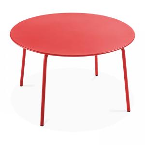 Table de jardin ronde en acier rouge 120 x 72 cm