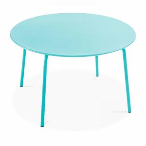 Table de jardin ronde en acier turquoise 120 cm
