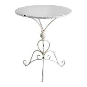 Table de jardin ronde en métal blanc - 60 x 60 x 72 cm