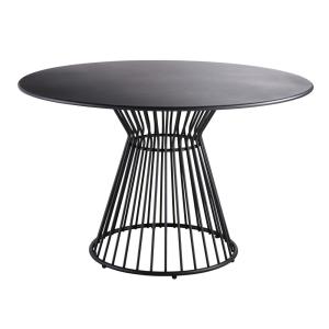 Table de jardin ronde en métal noir mat 4 personnes D120
