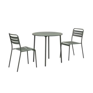 Table de jardin ronde en métal savane avec 2 chaises