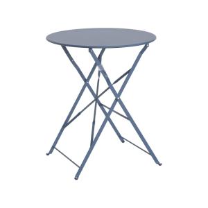 Table de jardin ronde pliable en acier thermolaqué, bleu gr…