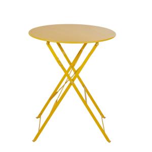 Table de jardin ronde pliable en métal jaune D60