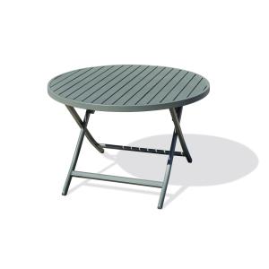 Table de jardin ronde pliante en aluminium vert