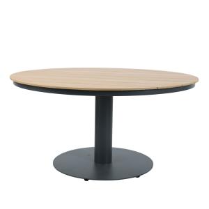Table de jardin ronde pour 6 personnes, polywood, anthracite