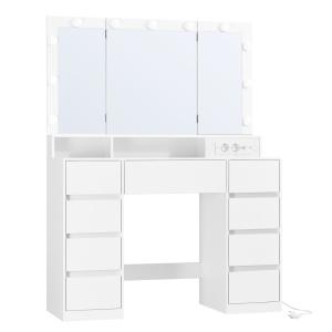 Table de maquillage 9 tiroirs miroir triple led multiprise…