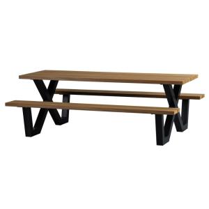 Table de pique-nique design en bois et métal naturel