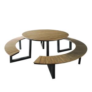 Table de pique-nique ronde, 6 personnes, aluminium, anthrac…