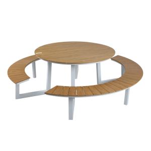 Table de pique-nique ronde, 6 personnes, aluminium et polyw…
