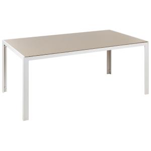 Table de repas 6 personnes en verre de sécurité beige