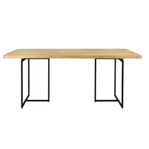 Table de repas en bois clair et acier noir 180 cm