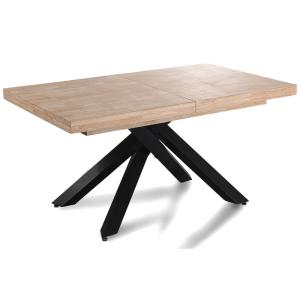 Table de repas extensible bois clair et acier noir