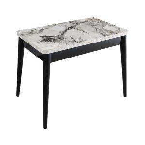 Table de repas extensible dolunay noir, blanc marbré