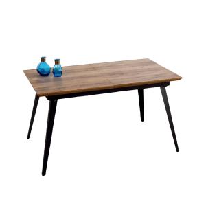 Table de repas extensible en bois foncé et acier noir