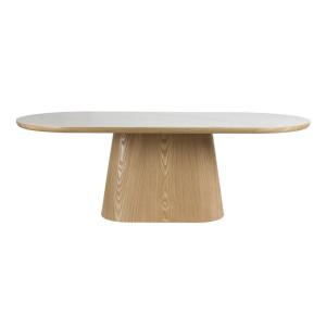 Table de repas ovale chêne plateau effet Marbre L180