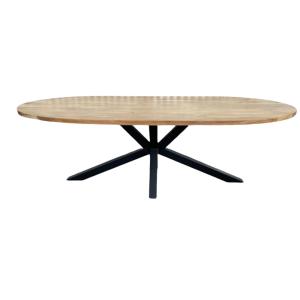 Table de repas ovale en bois massif et acier