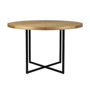 Table de repas ronde en bois clair et acier noir D 120