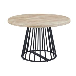 Table de repas ronde extensible en bois avec pied noir D120