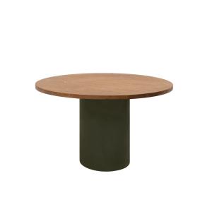 Table de salle à manger bois teinte marron pieds teinte ter…