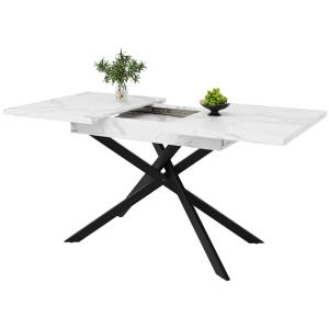 Table de salle à manger extensible effet marbre blanc (120-…