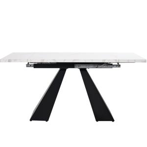 Table de salle à manger extensible effet marbre blanc