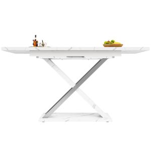 Table de salle à manger extensible effet marbre et pieds cr…