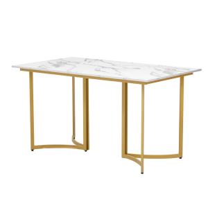 Table de salle à manger moderne effet marbre blanc
