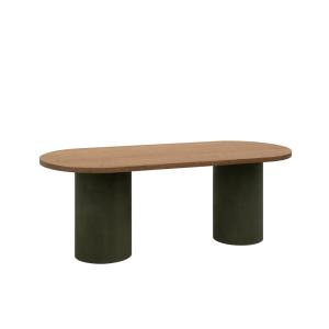 Table de salle à manger ovale bois marron pieds teinte vert…