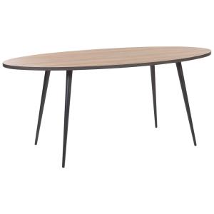 Table de salle à manger ovale effet bois foncé 6 places
