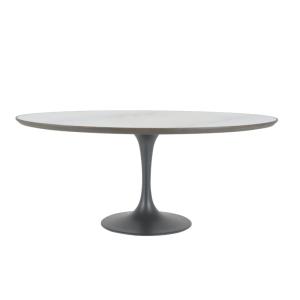 Table de salle à manger ovale en marbre blanc L180 cm