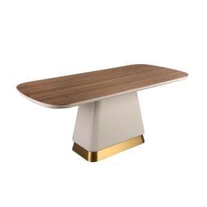 Table de salle à manger rectangulaire en noyer et bois beig…